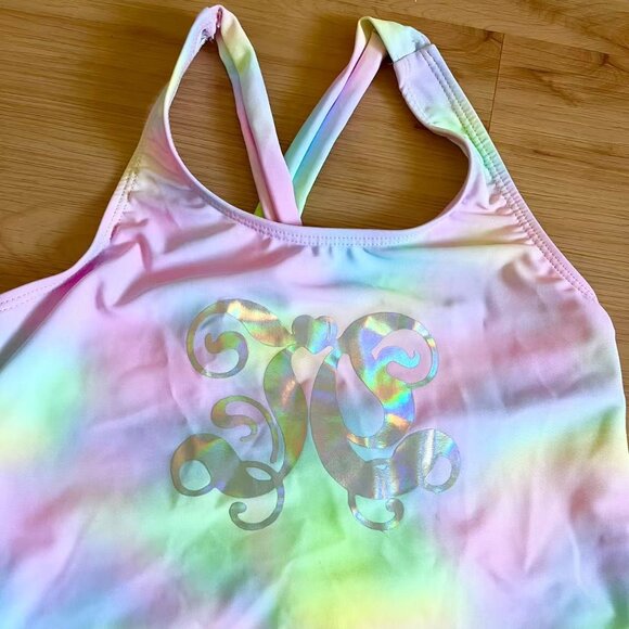 Juicy Couture coloured stripes & foil spot Piping Hot swimsuit Kid Size 12 - Picture 3 of 8